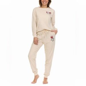 Keith Haring Lounge Set Womens Small 2 Pc Jogger Pajama Set NWT Tan